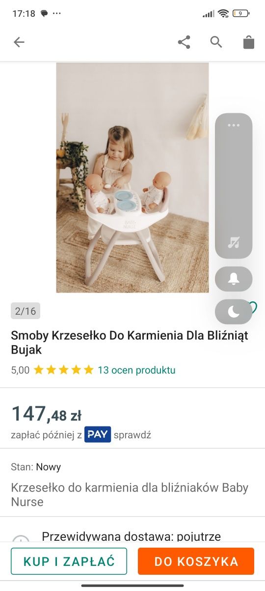 Smoby krzesełko do karmienia Duo