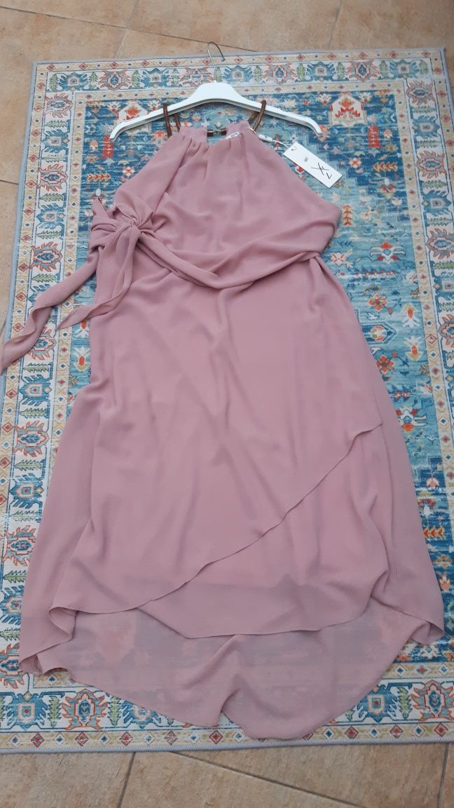 Nowa imprezowa elegancka sukienka 36 38  Pink Boom  pudrowy róż