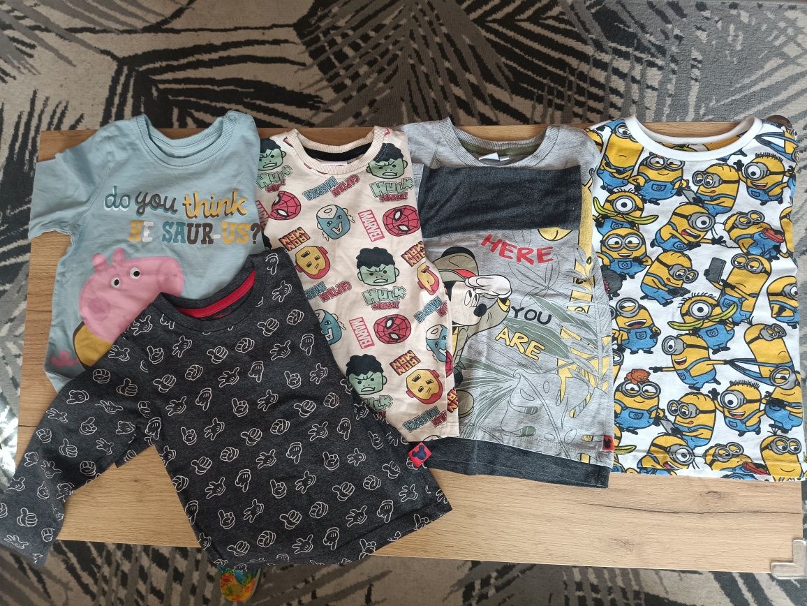 Bluzki koszulki z długim rękawem 98 Marvel Peppa Minionki Disney Micki