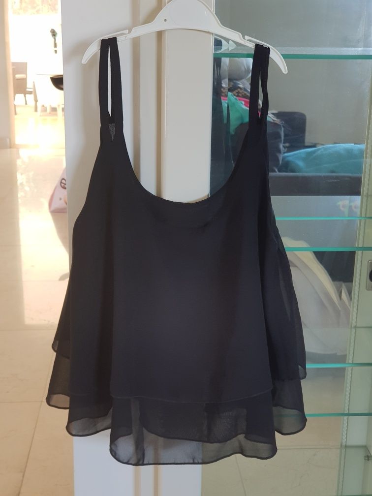 Camisola top de alças duplas preta