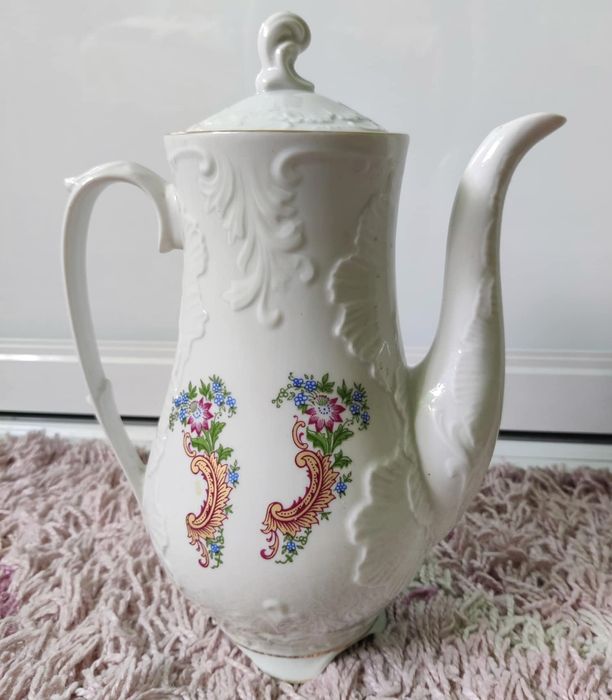 Stary duży porcelanowy dzbanek Ćmielów Rococo pozłacane zdobienia