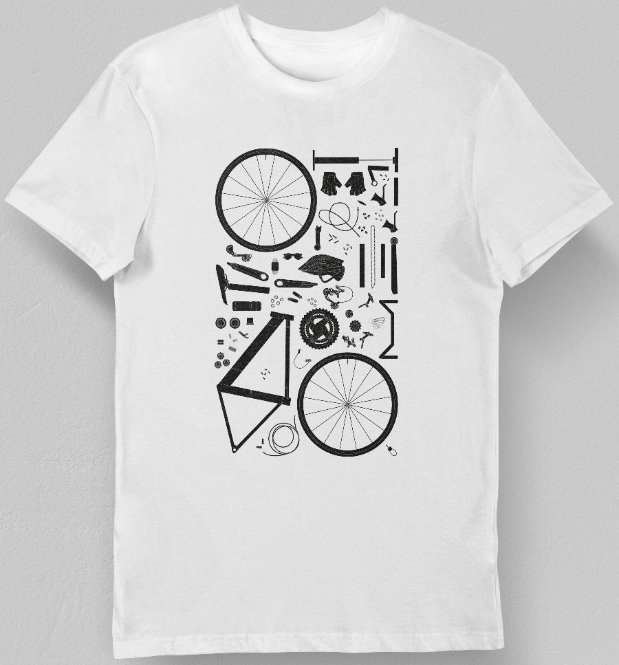 Koszulka rower w częściach biała 2XL