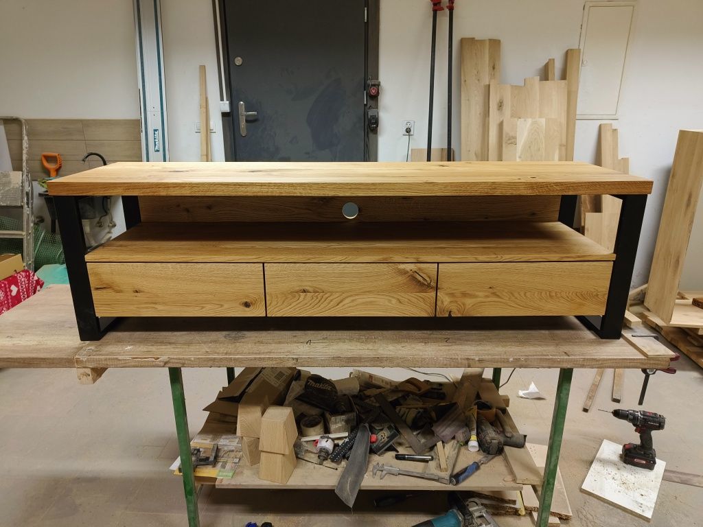 Szafka RTV lity Jesion. 160 cm.