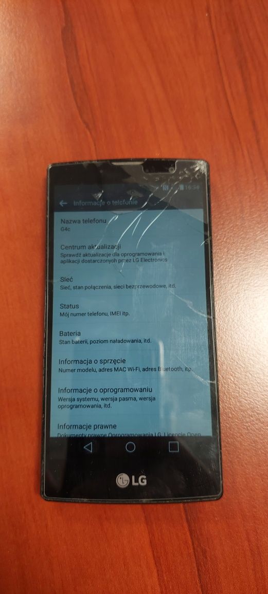 Telefon LG G4c sprawny, uszkodzony ekran