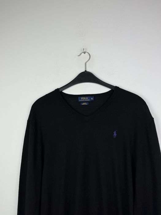 Czarny sweter męski z wełny merino Polo Ralph Lauren rozmiar XL fit L