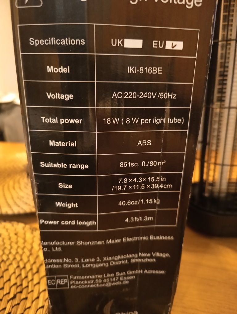 Lampa na owady elektryczna