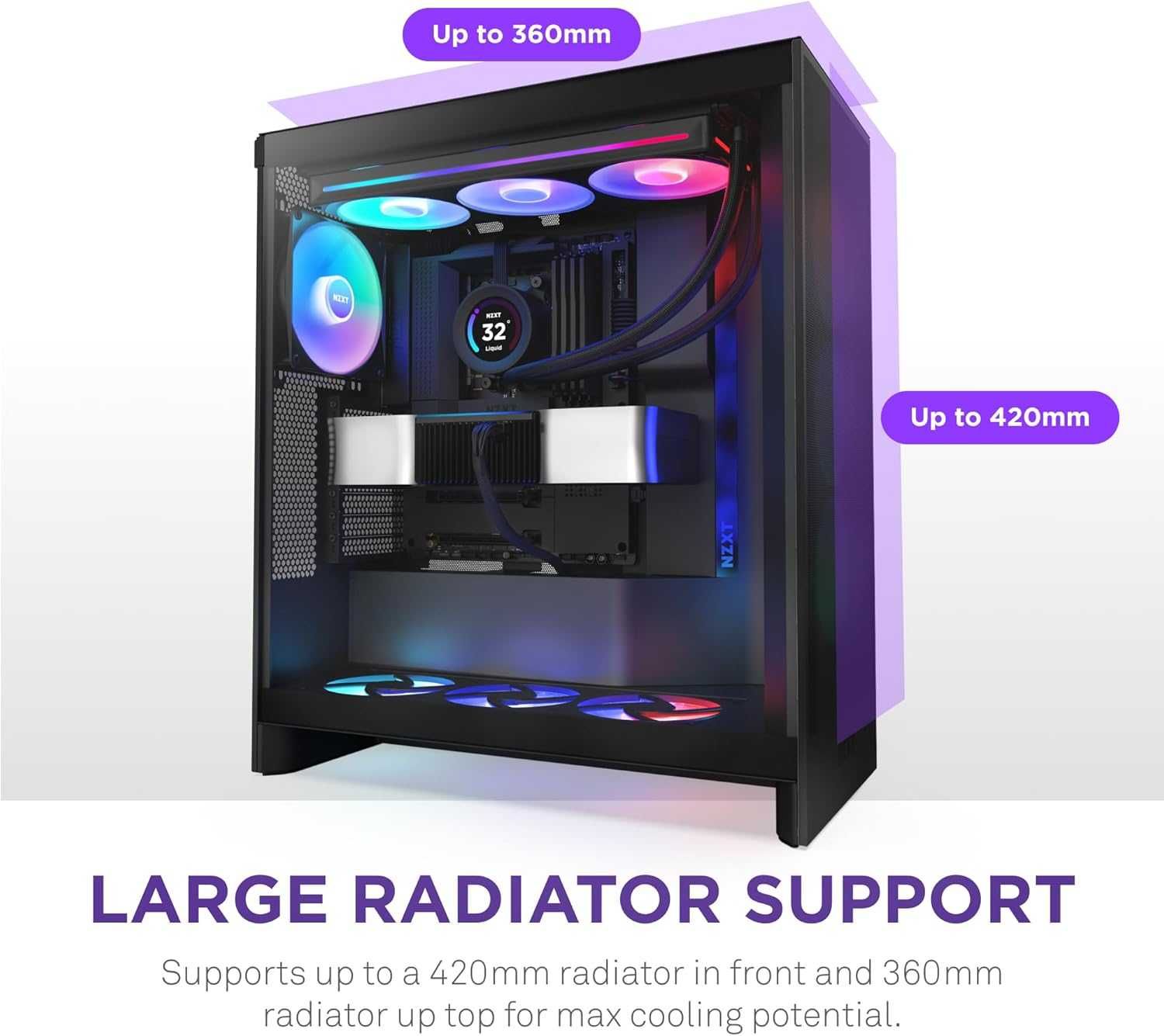 корпус пк NZXT H7 Flow RGB Mid-Tower ATX Airflow Case with RGB Fans