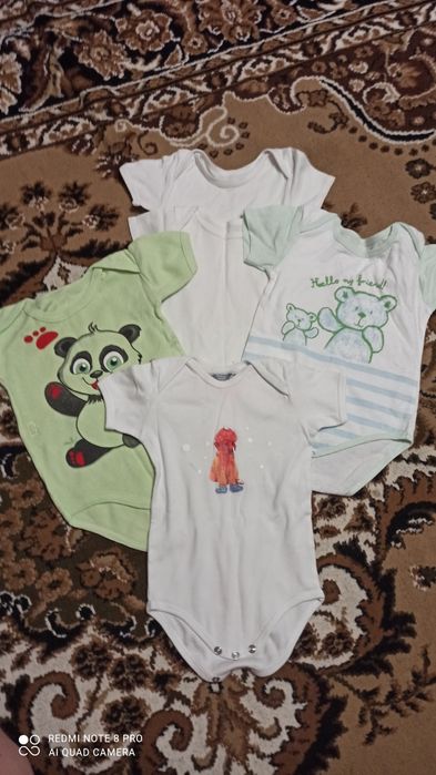 Пакет одягу, бодіки, комбінезон джинсовий для хлопчика 74-80