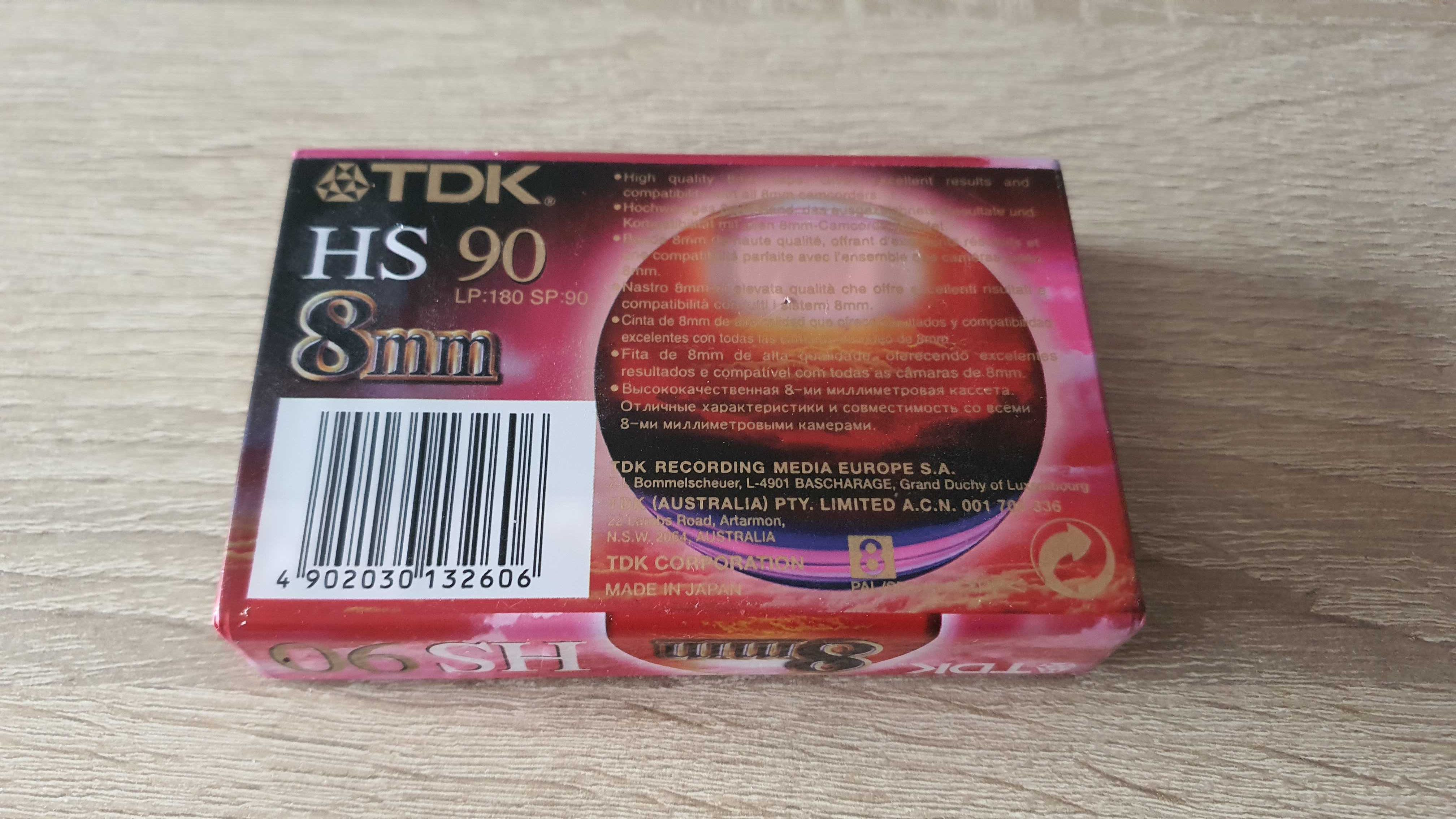 Kaseta video TDK hs 8 mm 90 nowa zafoliowana