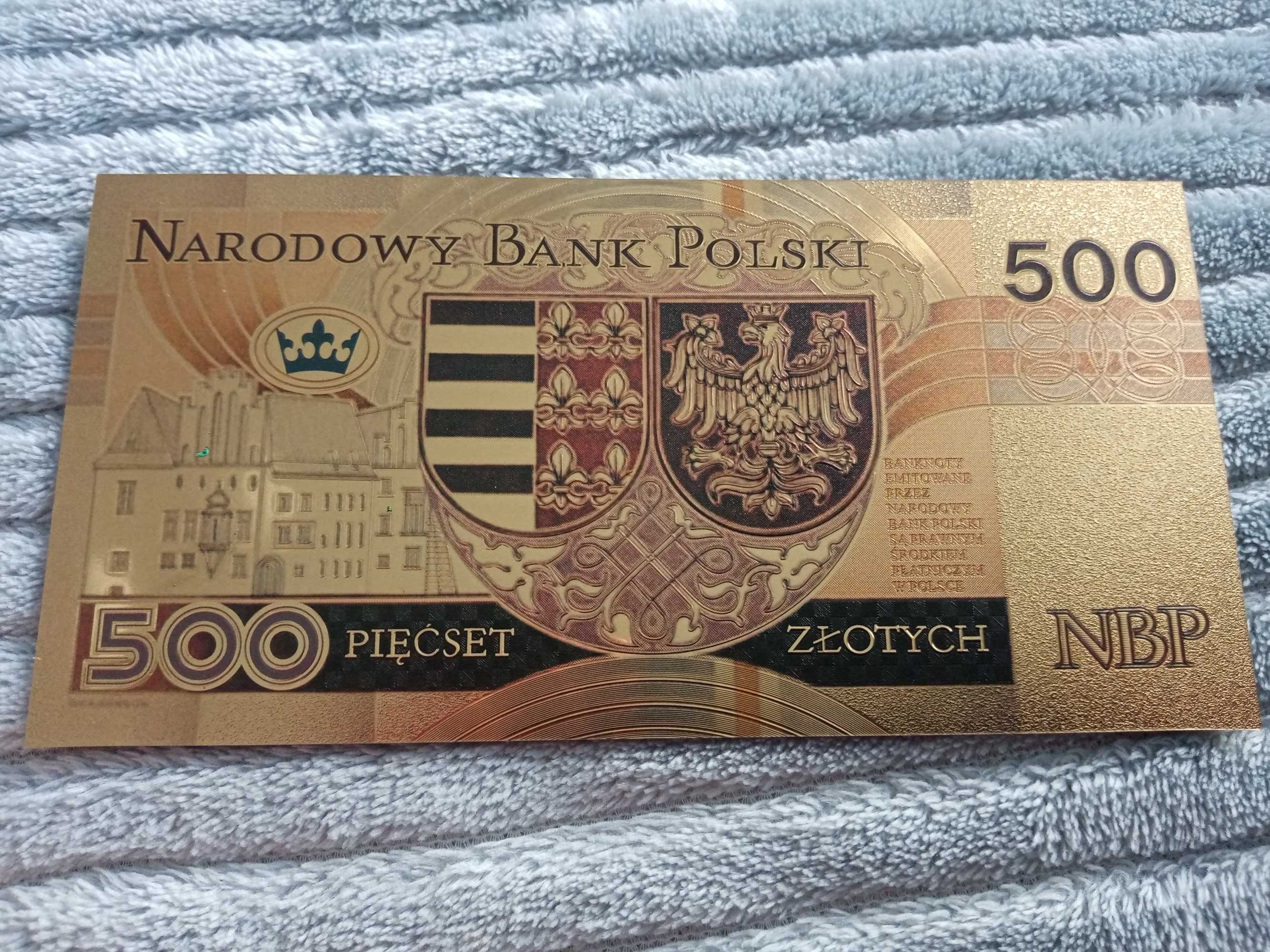 Złoty banknot kolekcjonerski 500 zł królowa Jadwiga