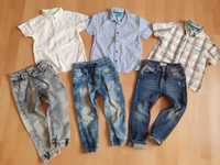 Zestaw spodnie dżinsowe i koszule 104 cm