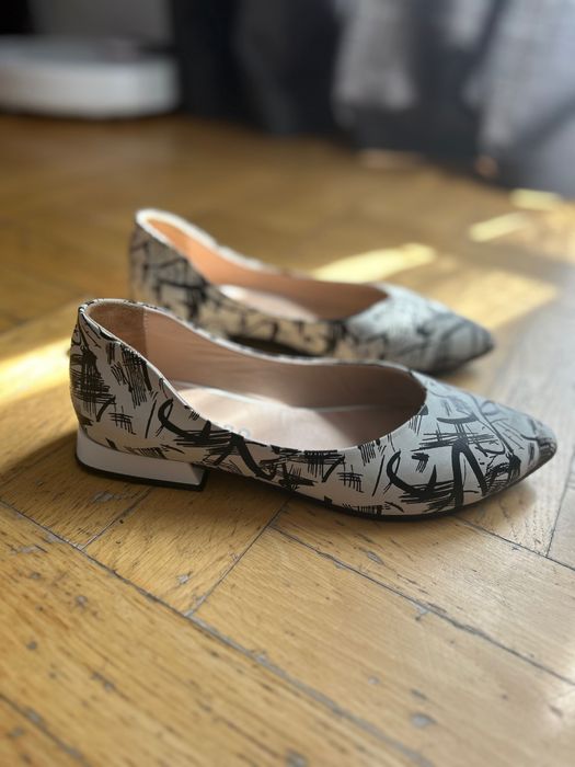 Baleriny damskie skórzane