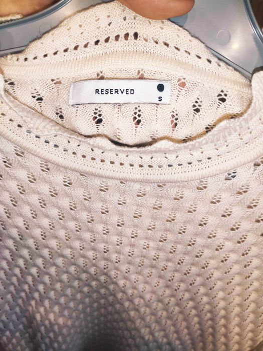 Beżowy/kremowy sweter ażurowy Reserved s 36