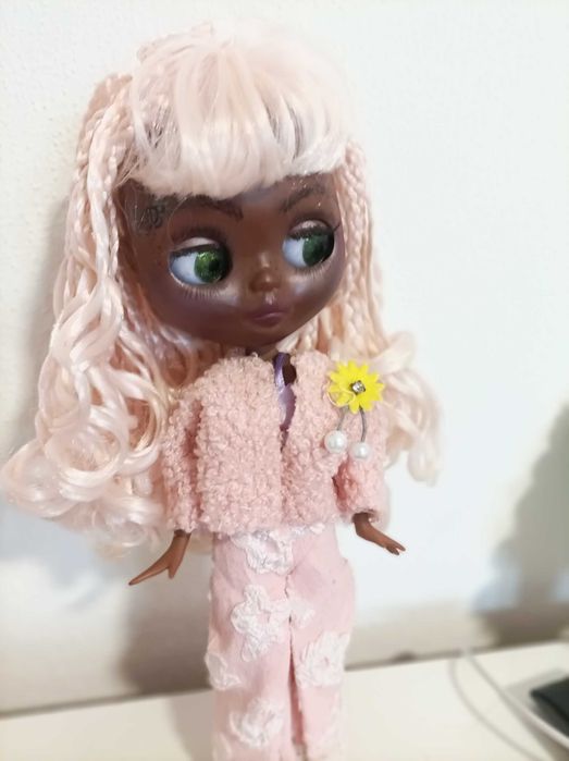 najlepszy prezent na święta Blyth doll custom black star lalka czarna