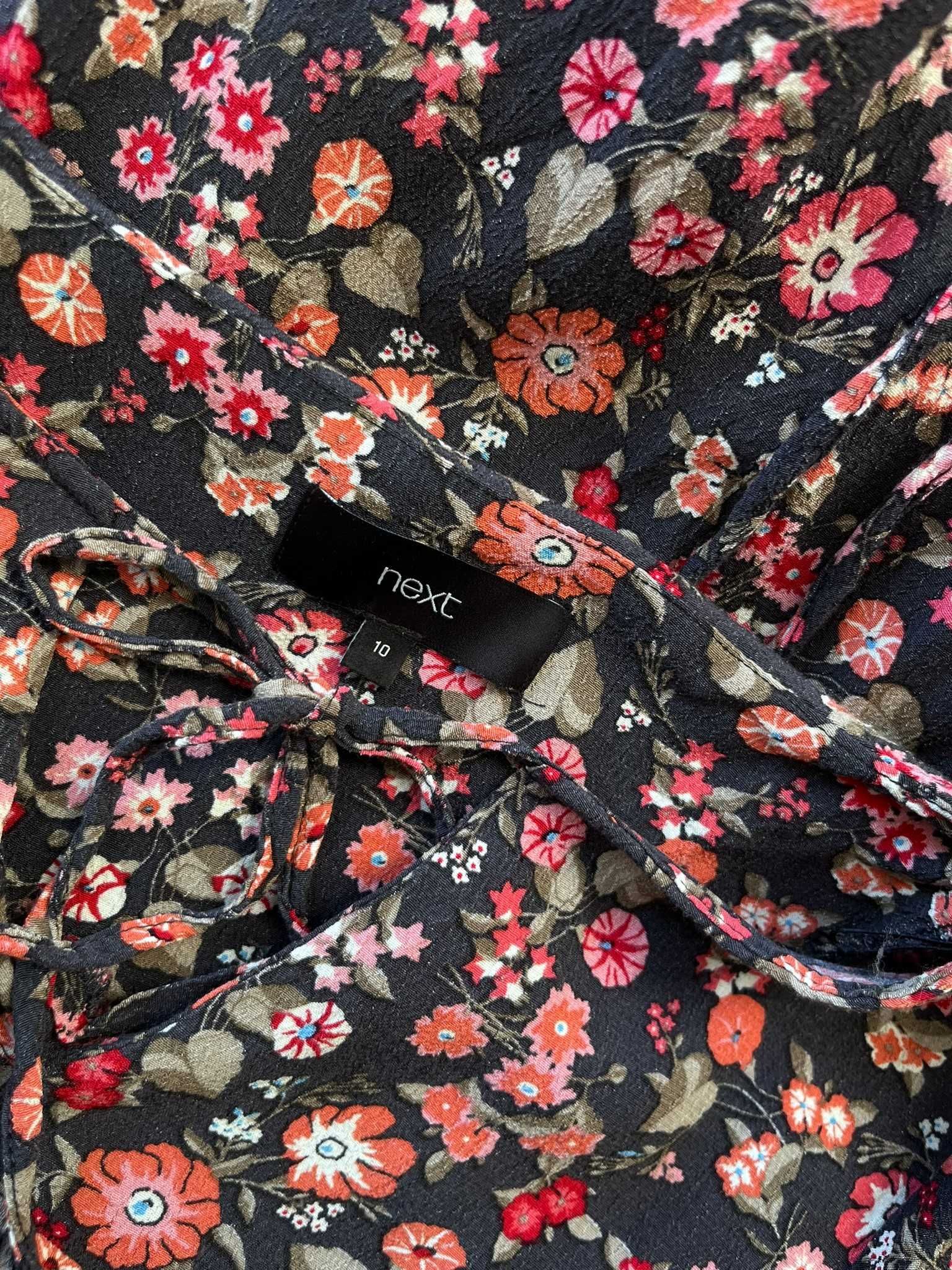 Next 10 38 M sukienka midi zwiewna wiskoza kwiaty boho old money
