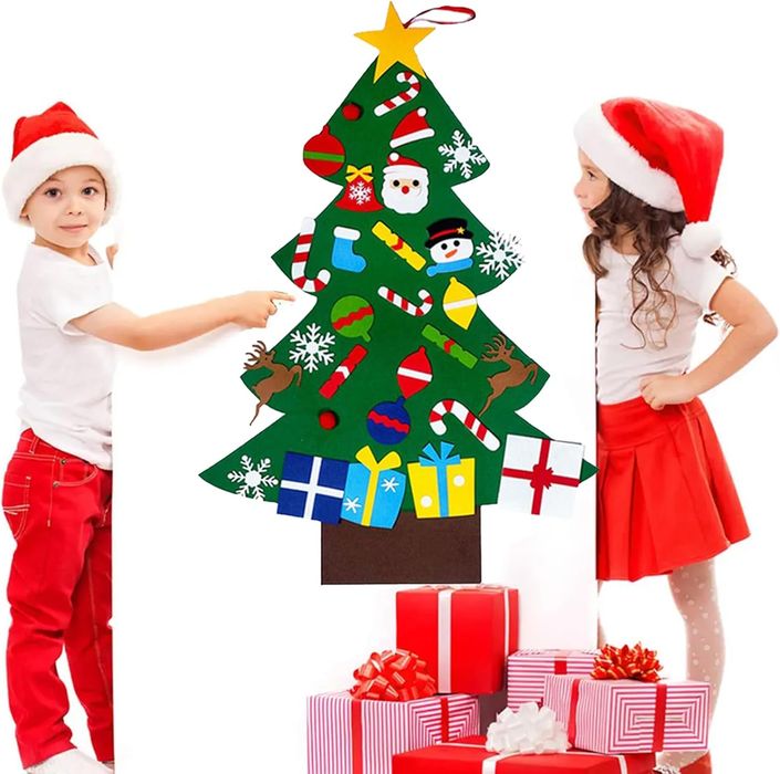 Choinka Ze Zdejmowanymi Ozdobami z Filcu DIY Świąteczna Dekoracja