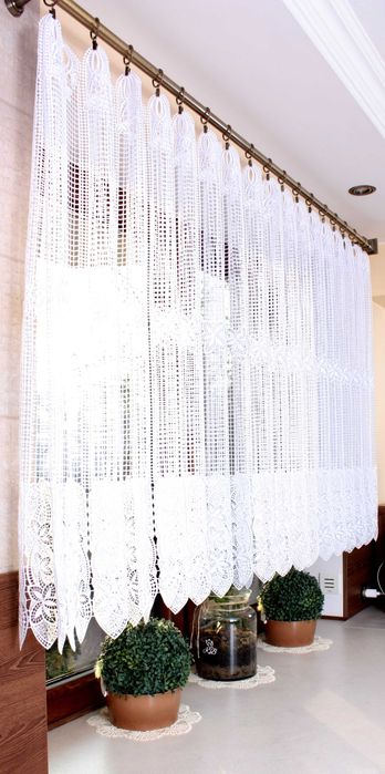 Biała Firanka Do Kuchni Zazdrostka Gipiura 145 wys