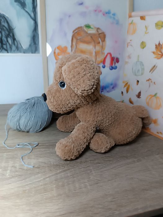 В'язана іграшка песик, ручна робота