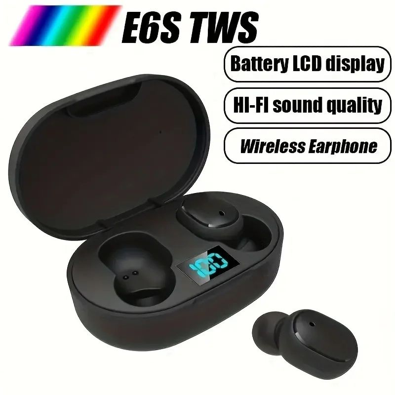 Бездротові Навушники  TWS E6S Black, Bluetooth 5,1