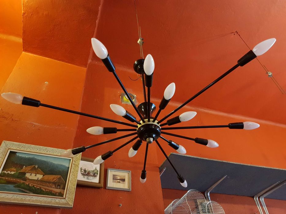 Stara lampa sufitowa żyrandol SPUTNIK polam  PRL  Loft