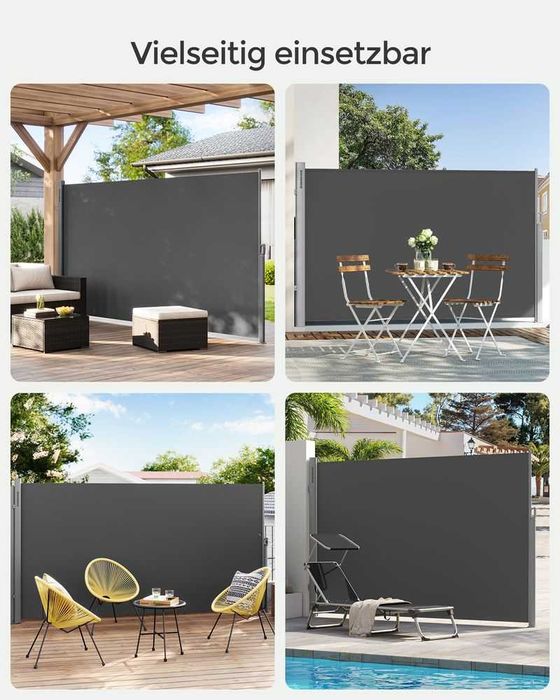 Markiza boczna 180 x 300 cm antracyt Songmics