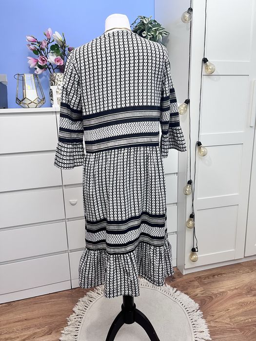 Bawełniana retro maxi sukienka vintage boho pepitka firma Pulz