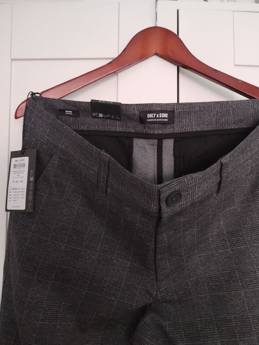 Nowe męskie spodnie Only&sons piękne do wielu stylizacji kratka