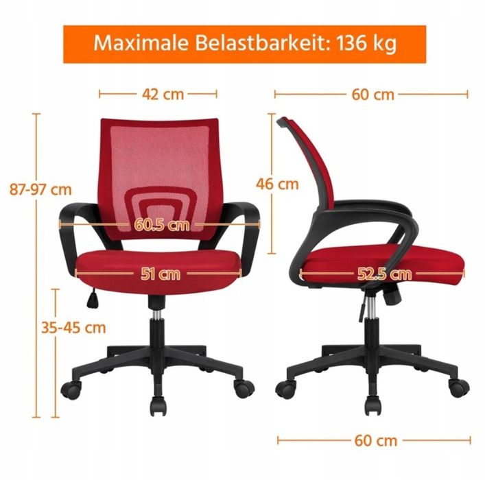 krzesło obrotowe czerwone