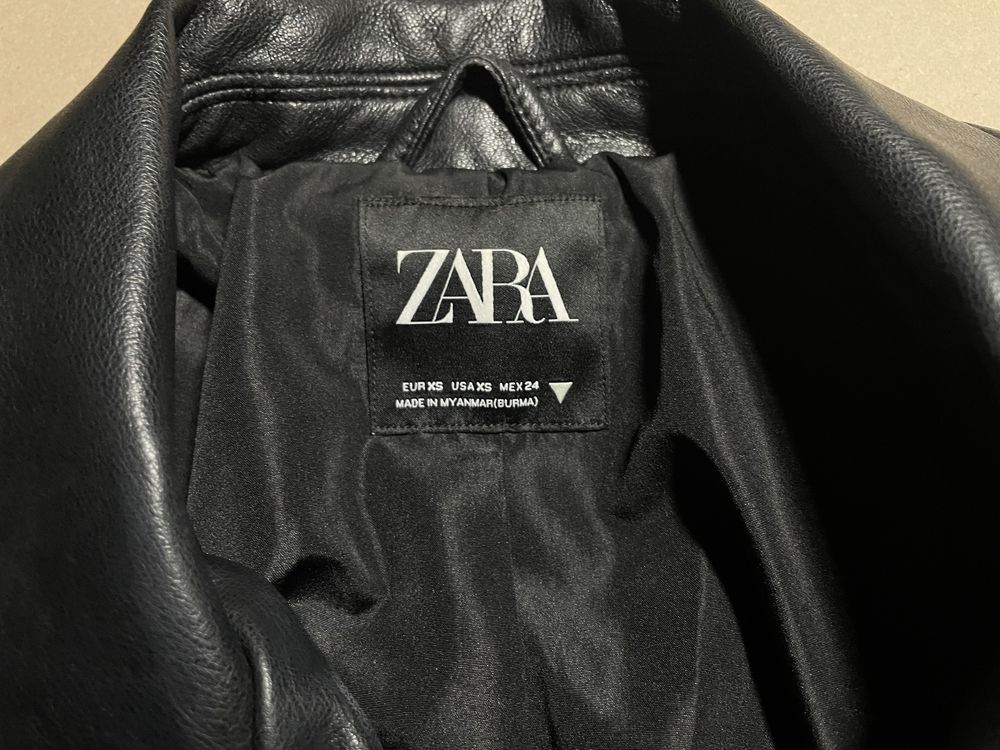 Куртка косуха кожаная черная ZARA S