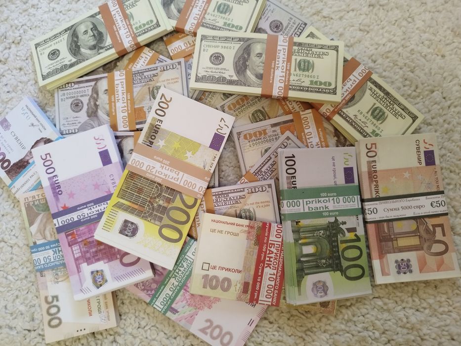 100$, Евро Доллары Гривны Сувенірні гроші  Сувенирные деньги