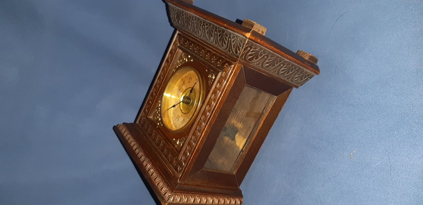 Zegar kareciak piękny zabytek drewno XIXw