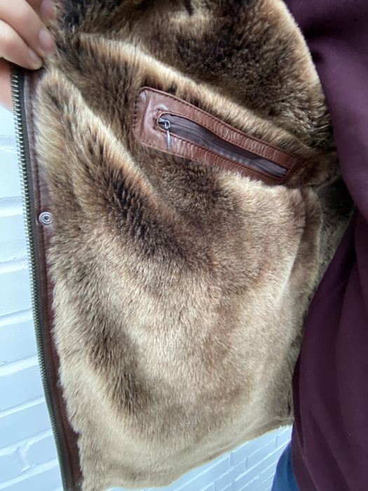 Куртка чоловіча шкіряна зимова Ares мєх цегейка