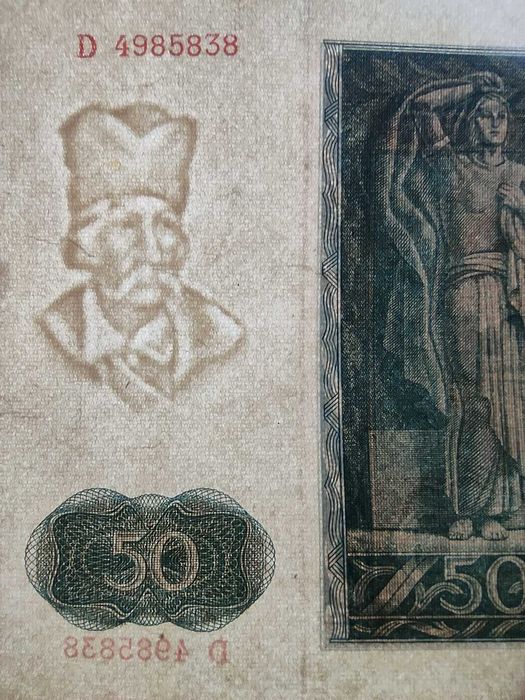 Banknot 50 zł 1941 rok seria D