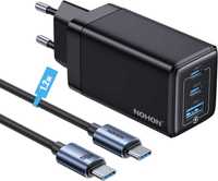 NOHON GAN USB-C szybka ładowarka 65W/ 3-Port PD3.0 z kablem 140 W 1,2M