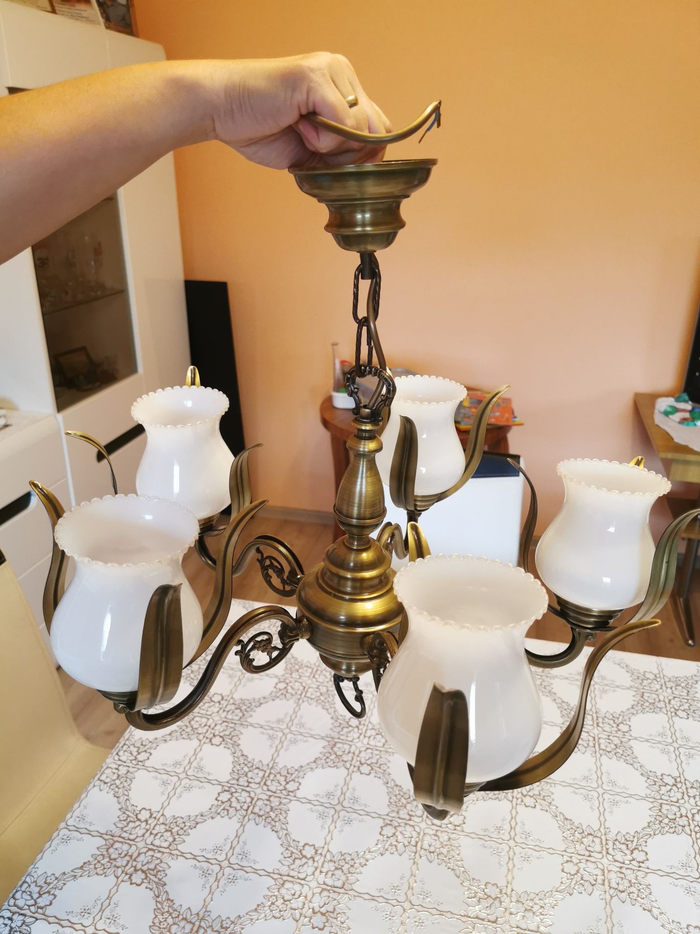 Lampa wisząca stylowa patyna