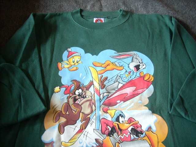 Camisola algodão original Looney Tunes, cor verde e tamanho M