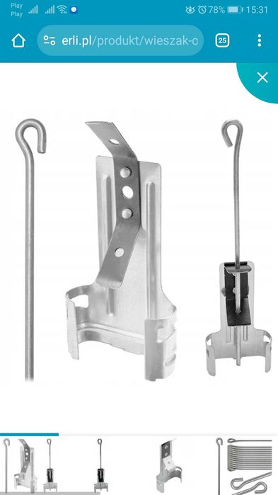 Wieszak obrotowy sufitowy do profili cd60 że sprężyna 100 sztuk 250 mm