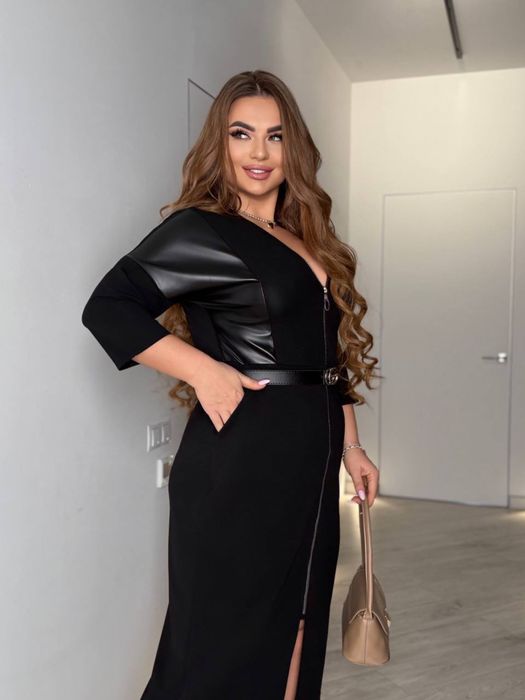 Женское платье батал 50-60 черный,красный Жіноча сукня преміум якість