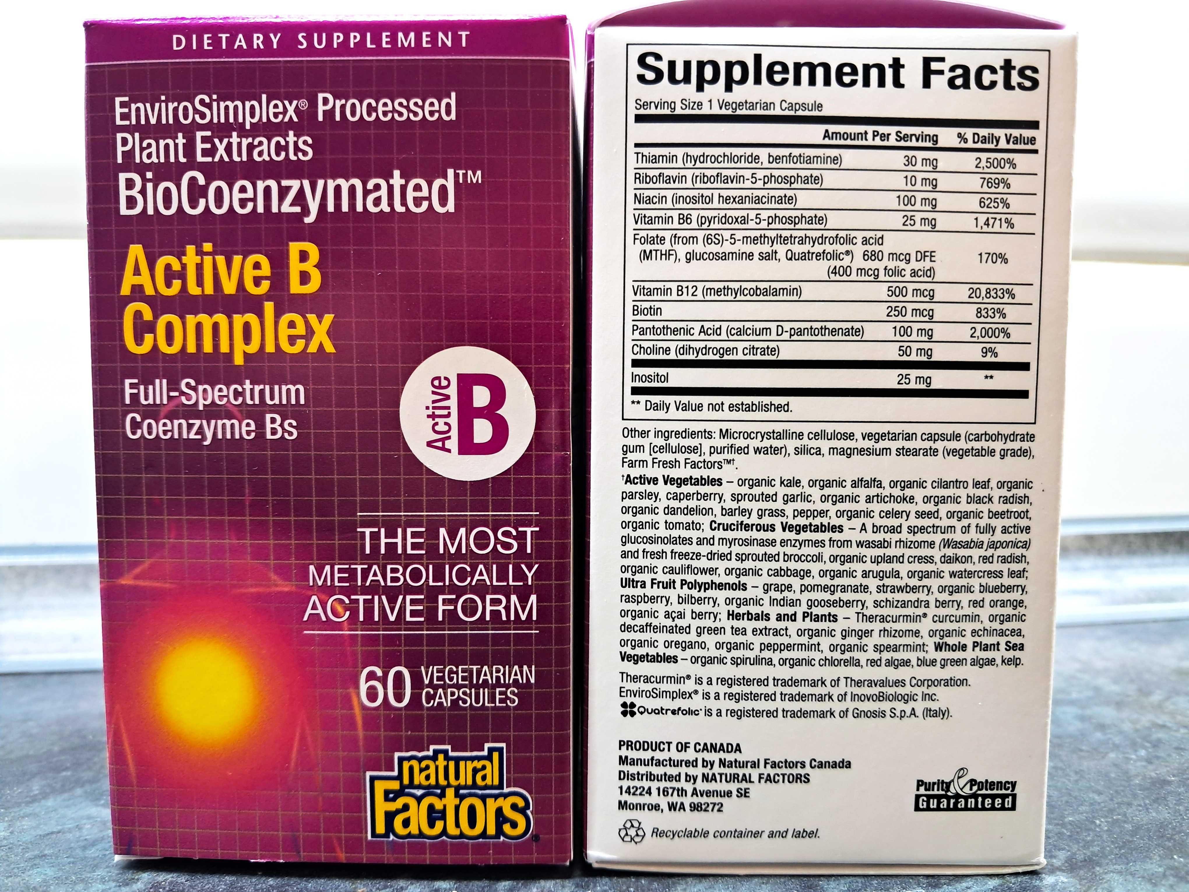 Natural Factors, BioCoenzymated Active B Complex (60 капс.) витамины В