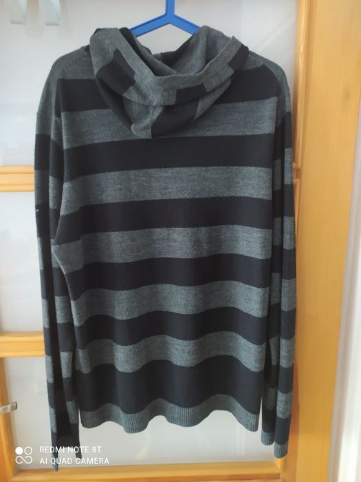 Sweter z kapturem męski French Connection rozm. L paski hoodie