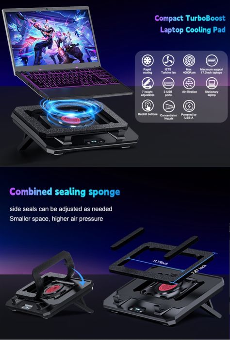 IETS GT300 UPGRADED Вакуумная охлаждающая Подставка для Ноутбука