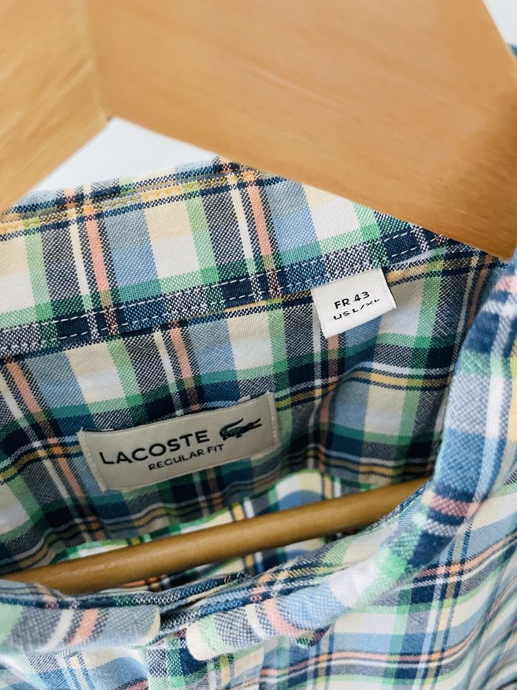 Bawełniana koszula w kratę z krótkim rękawem Lacoste 40/42