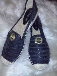 MK czarne damskie espadryle brokatowe r. 38 nowe