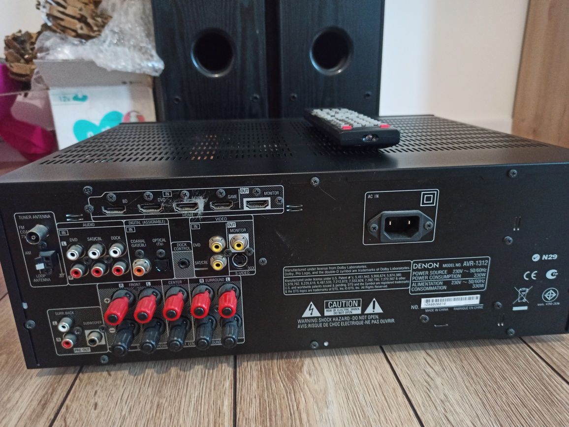 Amplituner Denon AVR 1312 wzmacniacz + 5 kolumn