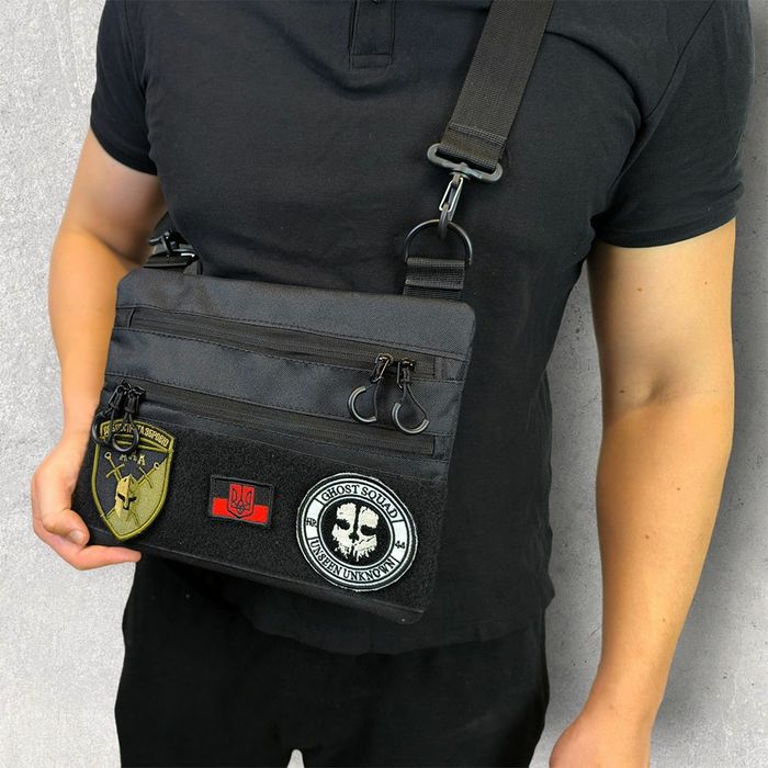 Сумка черная с кобурой, сумка мужская, сумка через плечо, барсетка