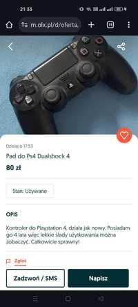 Pad PS4 uzywany- zwrot