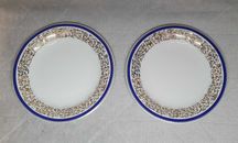 Talerz deserowy 17 cm Chodzież porcelana zdobienie złoty kobalt 2 szt.