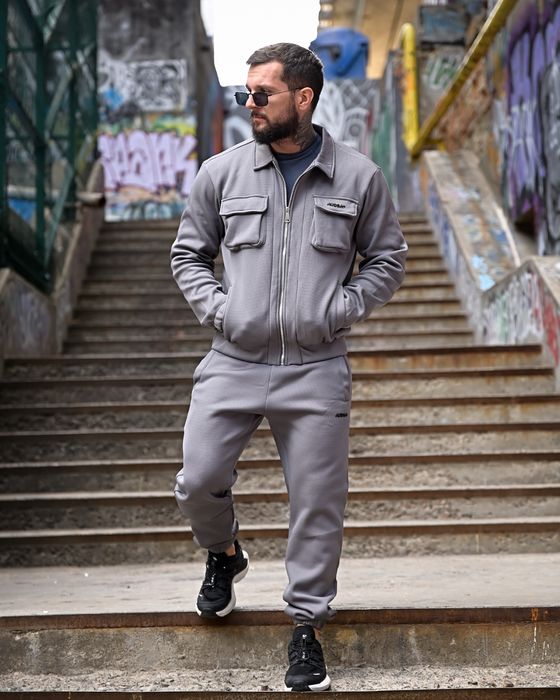 Спортивный костюм мужской на флисе серый, спортивний костюм на флісі