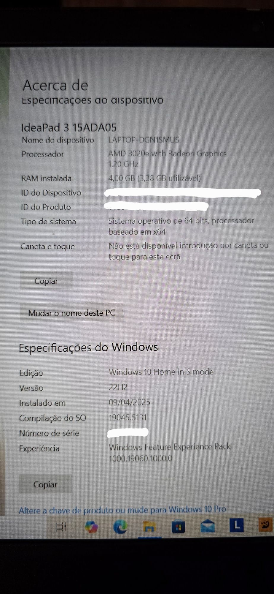 Portátil LENOVO IdeaPad 3 - 4Gb 128Gb