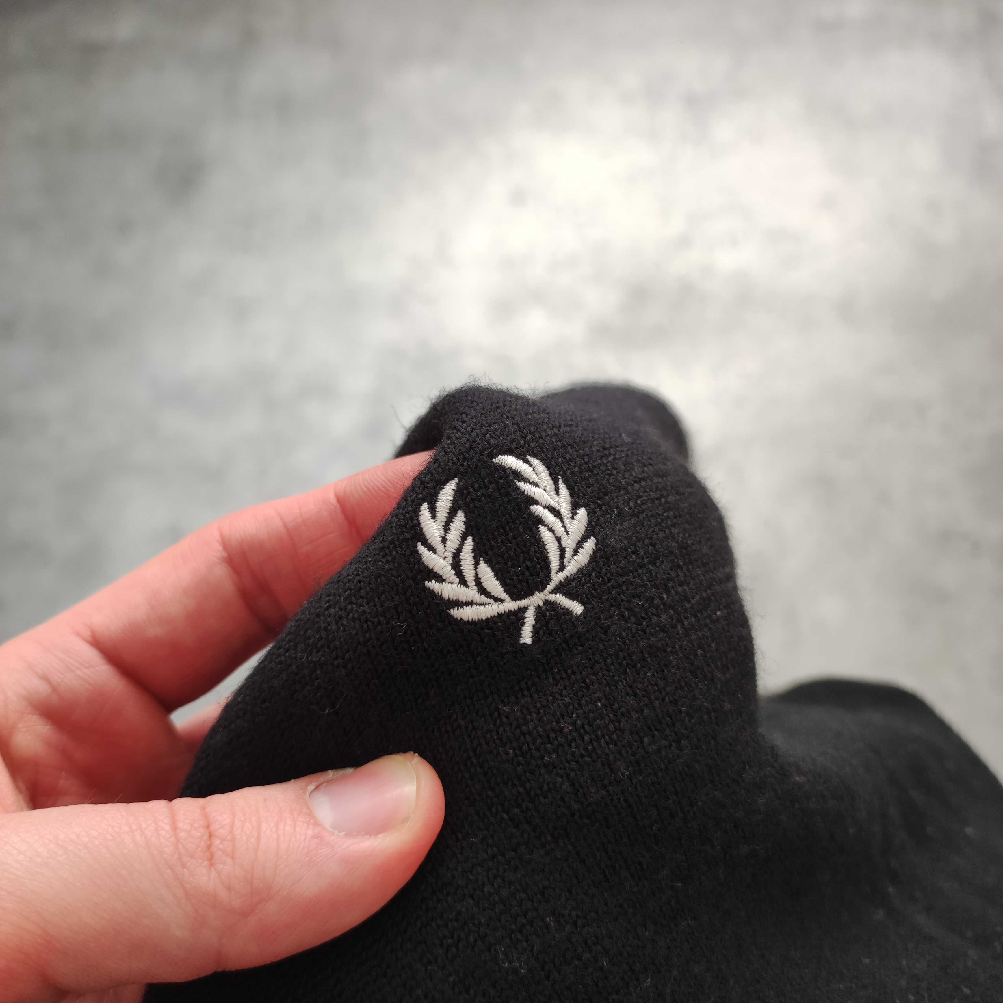 MĘSKI Elegancki Sweter Wełna MERINO Premium Czarny Pleciony Fred Perry